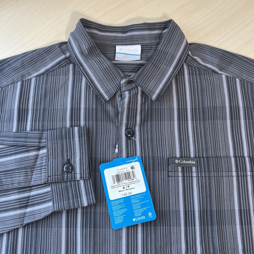 Columbia Button Up Shirt Mens Small Grey Rogers Peak Long Sleeve Regular Fit